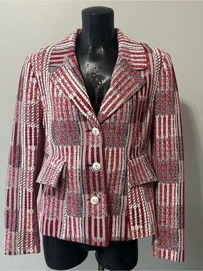 Womens Red Striped Tailored Jacket